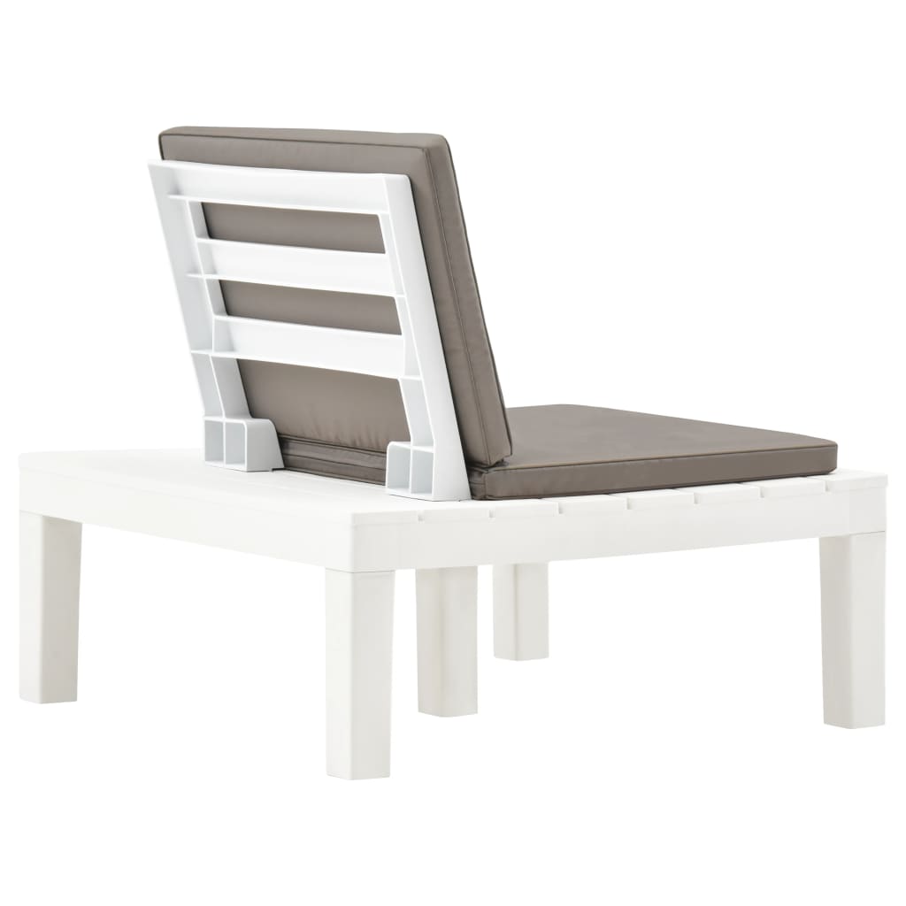 Garten-Lounge-Stuhl mit Sitzpolster Kunststoff Weiss